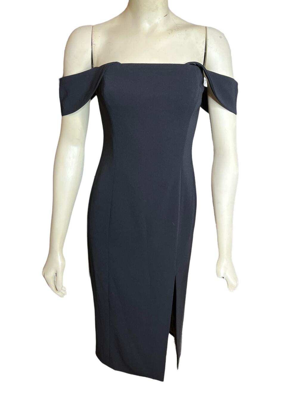 Jay Godfrey Black Cold Shoulder Midi Dress w/slit